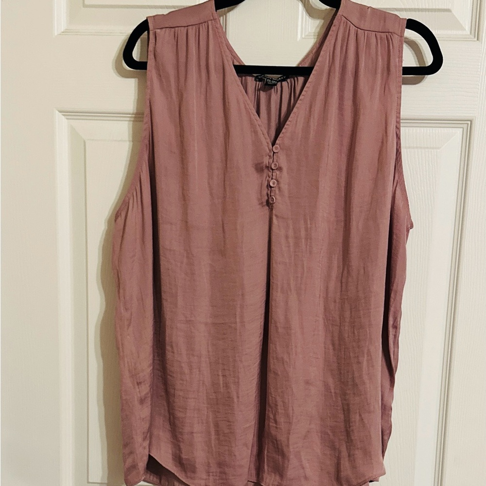 Hilary Radley Sleeveless Dusty Rose Blouse